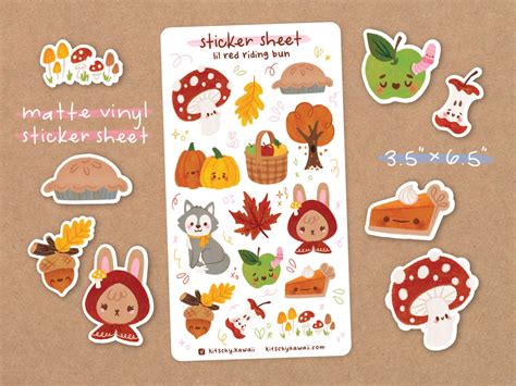 Autumn Sticker Sheet Fall Stickers Kawaii Stickers Cute Etsy