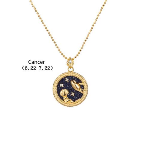 Cancer Zodiac Sign Necklace Black And Gold Horoscope Etsy