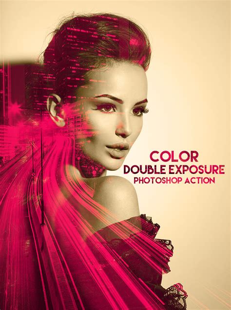 22 Stunning Double Color Exposure Photoshop Action Psd