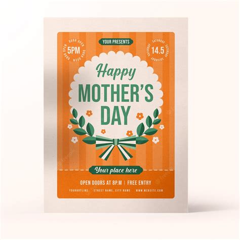 Premium Vector Happy Mothers Day Greeting Flyer Design Template Mothers Day Vertical Poster