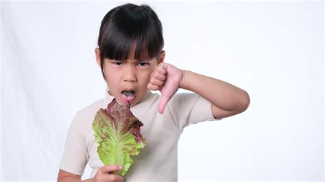 Children Do Not Like To Eat Vegetables Little Girl Who Hates Eating