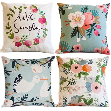 2015 New 4pcsplantsnaturespring Floraldecorative Cushion Cover