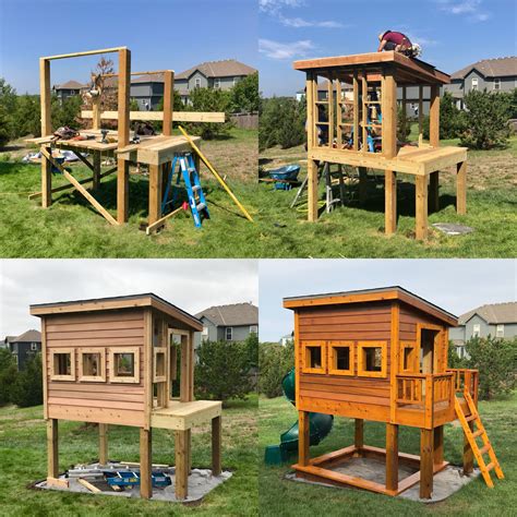 Your source for ideas, guides and fruitful insights regarding all things for backyard playhouses. Custom playhouse with sandbox, roof hatch, cedar siding ...