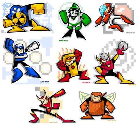 Mega Man 2s Eight Bosses By Yooki42 On Deviantart Mega Man Mega Man