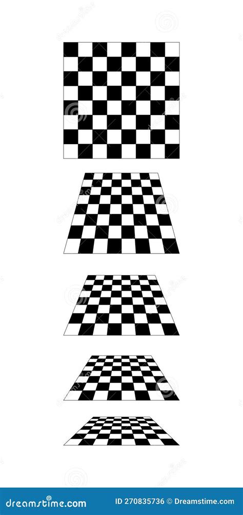 chessboard plane in perspective isolated on white background tiled floor point of view stock