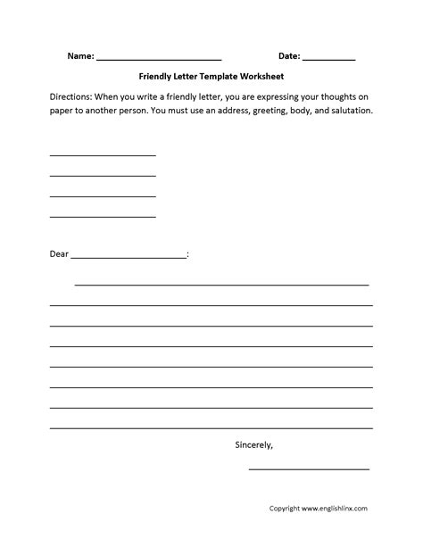 It is very significant that the formal letter which you write has a desired impact on the recipient. Friendly Letter Writing Worksheets | Informal letter ...