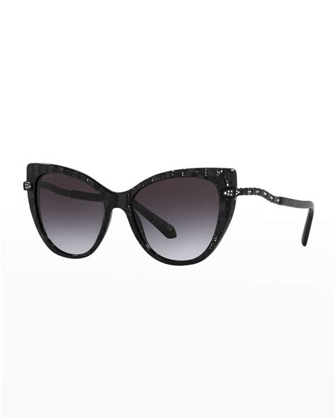 Bvlgari Crystal Embellished Acetate Cat Eye Sunglasses Neiman Marcus