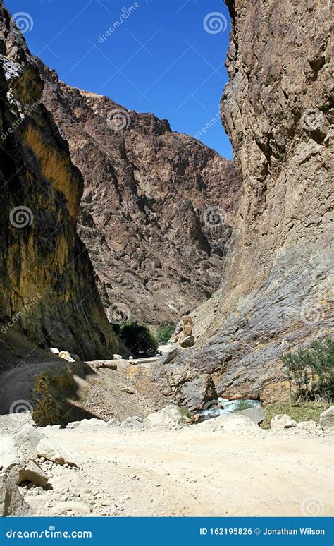 A Road Passing Through A Narrow Gorge Between Kabul And Bamiyan