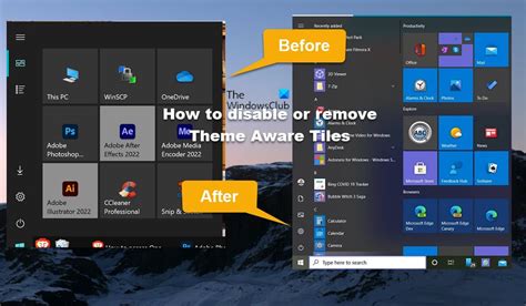 How To Disable Or Remove Theme Aware Tiles In Windows 10