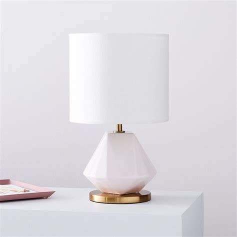 Faceted Porcelain Table Lamp Blush Pink 35 Cm West Elm
