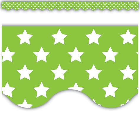 Lime With White Stars Scalloped Border Trim Tcr5811 Teacher Created