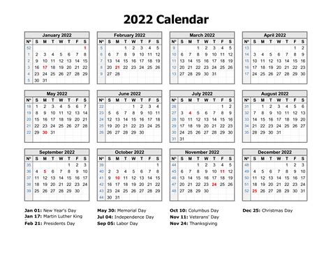 Free Download Printable Calendar 2022 In One Page Clean Design