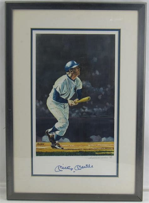 Mickey Mantle Signed Auto Autograph Framed James Amore Photo Jsa