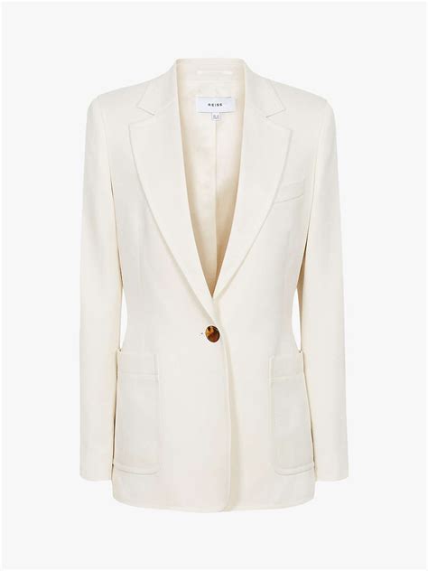 Reiss Ember Tailored Single Breasted Blazer Cream At John Lewis And Partners