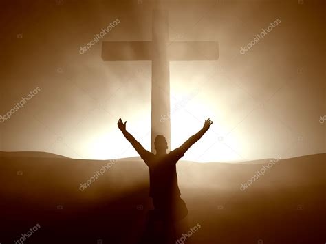 Man Kneeling At The Cross — Stock Photo © Balazs 3214681