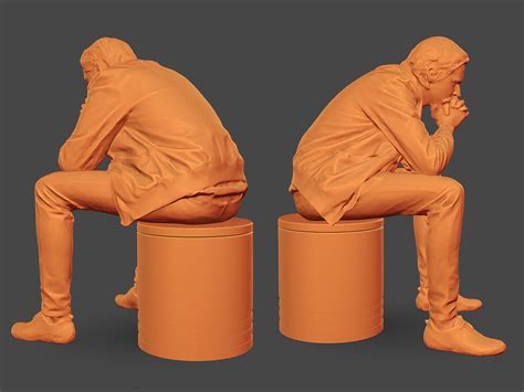 Stylized Man Character Sitting 3d Model Cgtrader