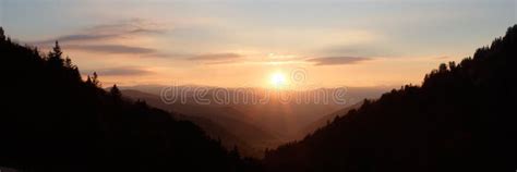 Sunshine Over Mountain Valley Panorama Stock Photo Image Of Peaks