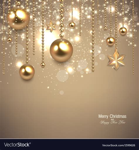 Elegant Christmas Background With Golden Baubles Vector Image