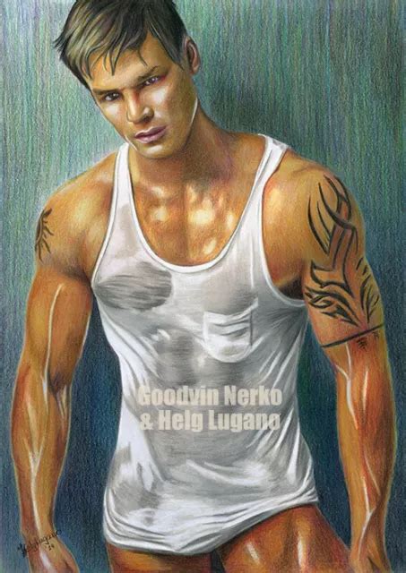 Print Original Artwork Mixed Media Drawing Painting Gay Male Nude Let S Get Wet Picclick
