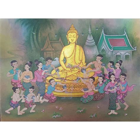 Famous Traditional Thai Buddhist Painting Royal Thai Art