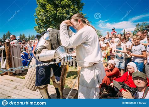 Knights In Fight With Sword Restoration Of Knightly Battle Editorial
