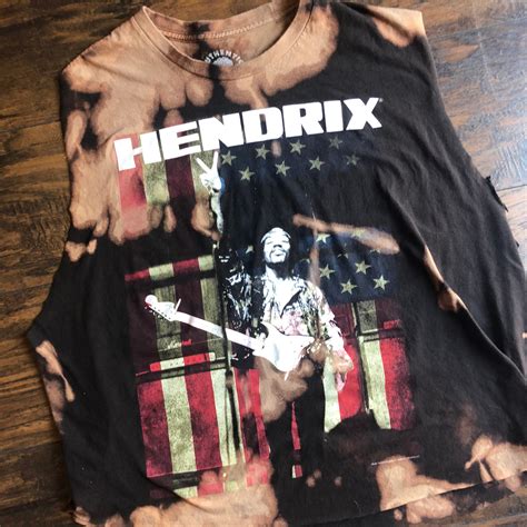 Jimi Hendrix One Of A Kind Hand Distressed Acid Washed Cropped Tank Top