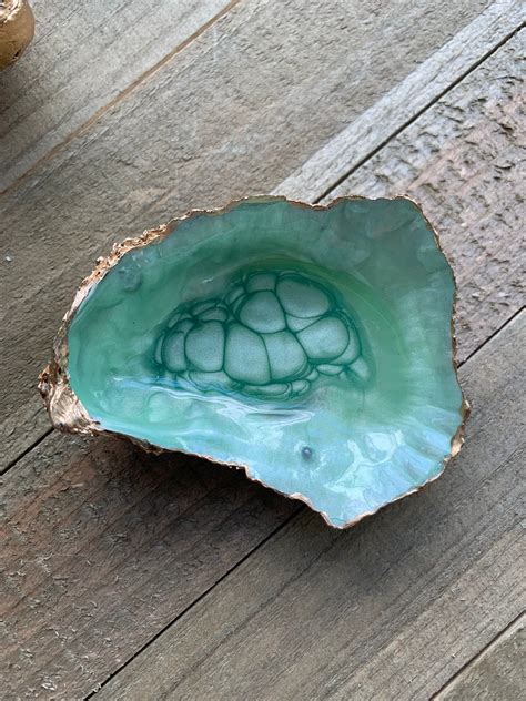 Pearly Mint And Sea Glass Green Oyster Shell Dish T Boxed Etsy In