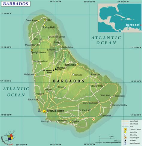 Printable Barbados Map