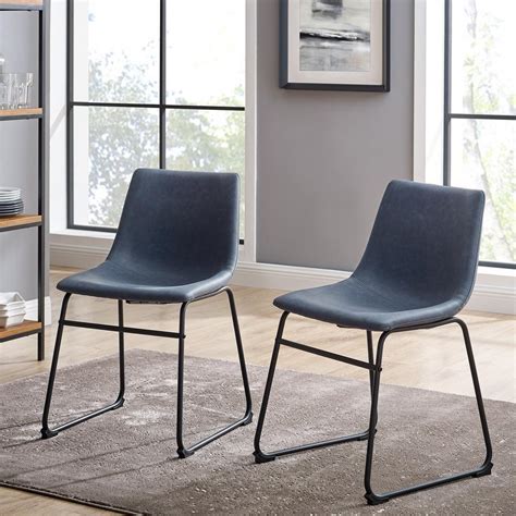 Cool office desk dark blue living room work chair cool chairs desk chairs office furniture design ergonomic office chair indoor air quality small armchairs. 18" Faux Leather Dining Chair, Set of 2 - Navy Blue