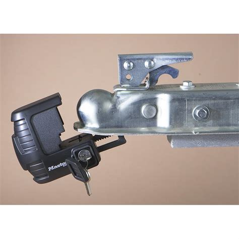 The receiver hitch lock features a covered key slot preventing corrosion in the locking mechanism. Master Lock® Keyed Alike Trailer Lock Set - 153993, Towing ...