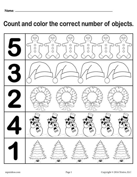 These are christmas preschool worksheets and christmas kindergarten worksheets you can download & print.full of fun and learning. Christmas Themed "Count and Color" Worksheets (3 FREE Printable Versio - SupplyMe