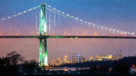 Lions Gate Bridge Vancouver Canada Digital Art By Rick Deacon