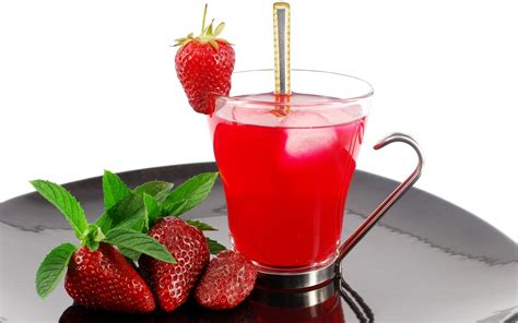 Wallpaper Food Fruit Spoon Strawberries Drink Summer Tea Cup