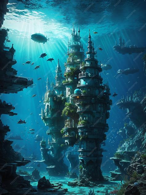 Premium Ai Image Underwater Cities Ai Generated