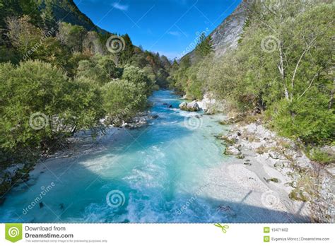 Beautiful Turquoise Mountain River Soca Stock Photo Image Of Alps
