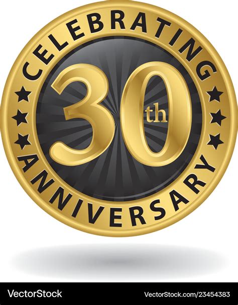 Celebrating 30th Anniversary Gold Label Royalty Free Vector