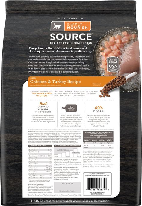 Simply Nourish Source Chicken Turkey Recipe High Protein Grain Free Kitten Dry Cat Food Lb