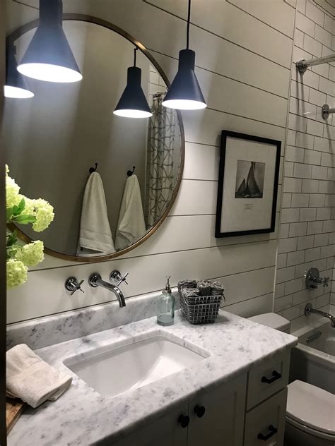 Modern Farmhouse Bathroom Sw Agreeable Gray Brass Mirror Shiplap Sw