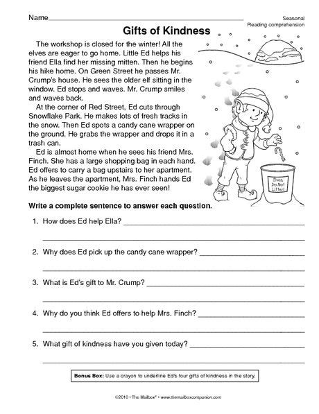 Christmas Worksheet 4th Grade