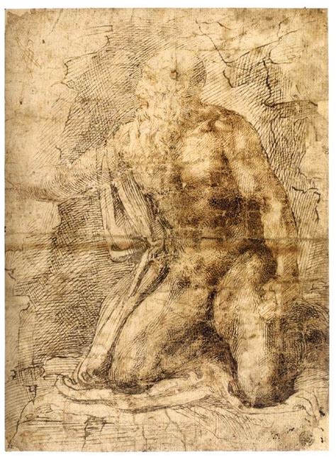 Michelangelo Buonarroti St Jerome 1493 97 Pen And Gray Brown And Brown