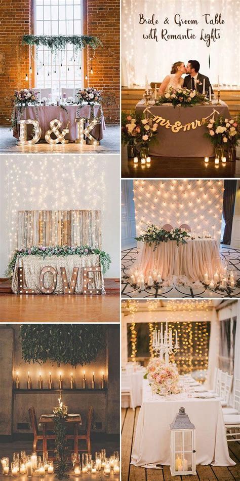 Sweetheart Bride And Groom Wedding Table Ideas With Romantic Lights