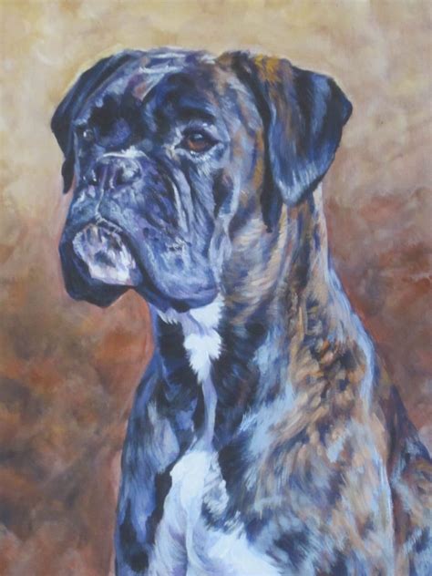 Brindle Boxer Dog Art Canvas Print Of La Shepard Painting 8x10
