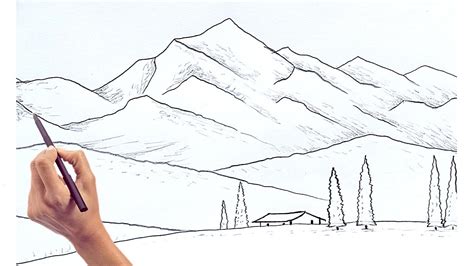 Desenho De Paisagem Com Montanhas Nevada Como Desenhar Youtube
