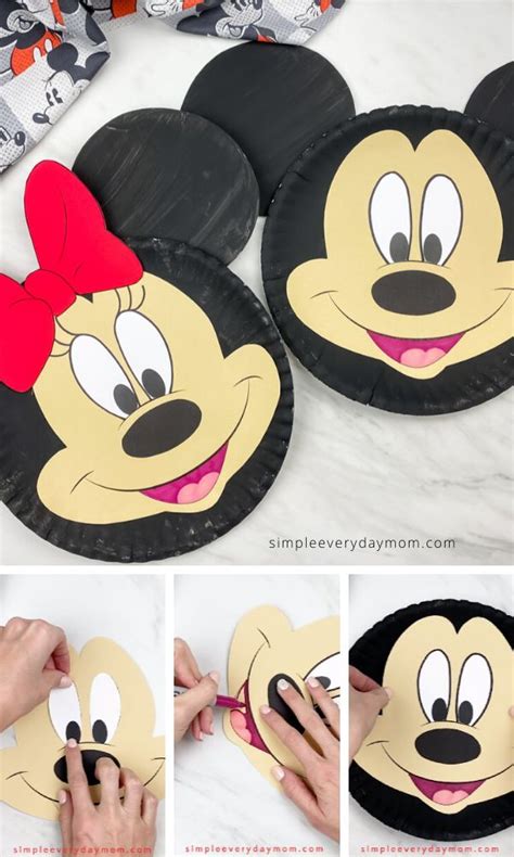 Minnie And Mickey Mouse Paper Plate Craft Free Template Mickey Mouse