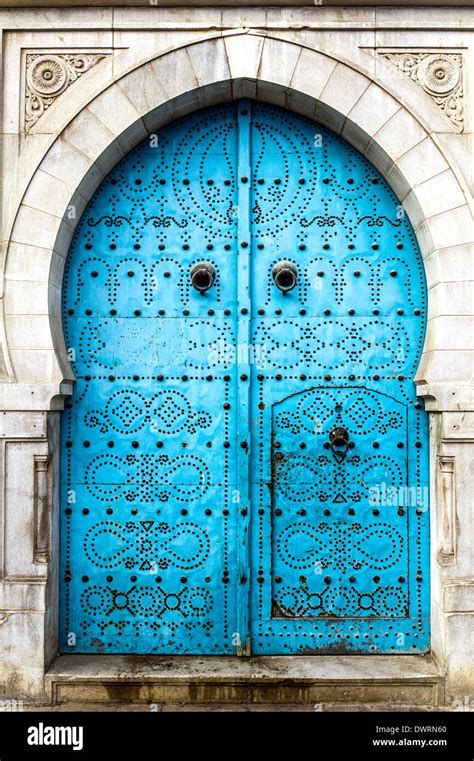 North Africa Tunisia Tunis Typical Traditional Tunisian Door Stock