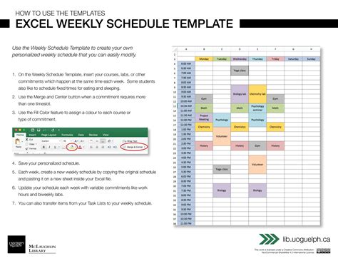 Excel Weekly Schedule Template Digital Learning Commons