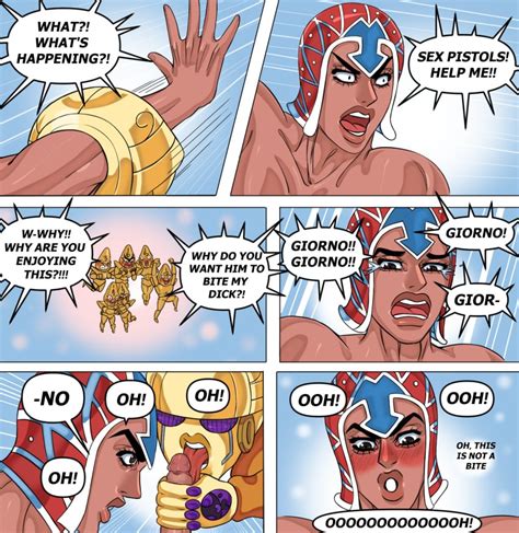 Rule 34 Blush Comic Dialogue Gay Gold Experience Guido Mista Jojo S Bizarre Adventure Licking