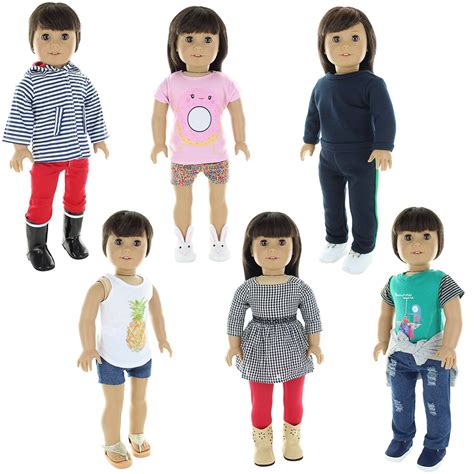 doll clothes 6 casual outfits clothing sets fits american girl doll my life doll and other 18