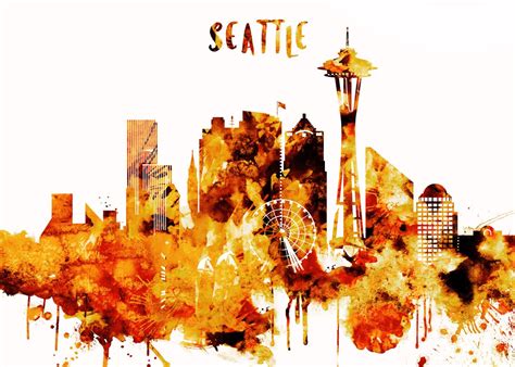 Seattle Washington Skyline Poster By Dim Displate