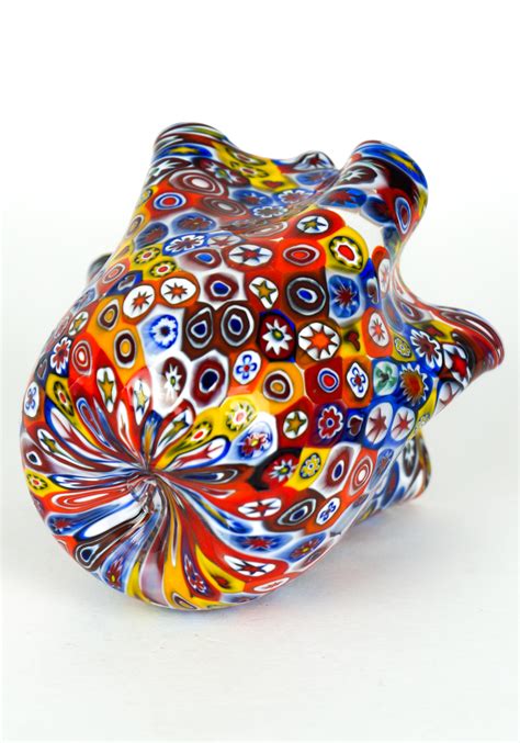 Fasoetin Murano Glass Vase With Murrina Millefiori Pasteo Made Murano Glass